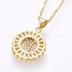 Brass Micro Pave Cubic Zirconia Initial Pendant Necklaces&nbsp;NJEW-H486-30G-P
