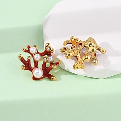 304 Stainless Steel Enamel Coral Shape Stud Earrings&nbsp;EJEW-L304-11G