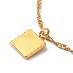 Clear Cubic Zirconia Square with Arch Pendant Necklace with Singapore Chains&nbsp;NJEW-P273-01G