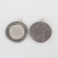 Tibetan Style Alloy Pendant Cabochon Settings&nbsp;TIBEP-N003-52AS