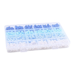 100Pcs 4 Colors Spray Painted ABS Plastic Imitation Pearl Beads&nbsp;OACR-FS0002-09B