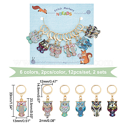 Alloy Enamel Owl Pendant Locking Stitch Markers&nbsp;HJEW-AB00159