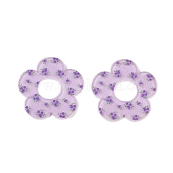 Flower Theme Printed Acrylic Pendants&nbsp;OACR-T028-06C