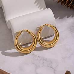 Oval 304 Stainless Steel Hoop Earrings&nbsp;LS-KF5273