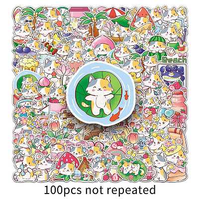 100Pcs Cat PET Stickers&nbsp;PW-WG73224-01-1