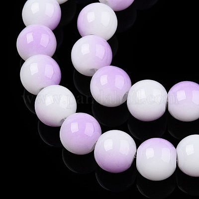 Two Tone Opaque Baking Paint Glass Beads Strands&nbsp;DGLA-Q027-8mm-02-1