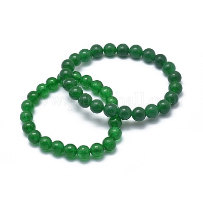 Natural Malaysia Jade(Dyed) Bead Stretch Bracelets&nbsp;BJEW-K212-C-013-1