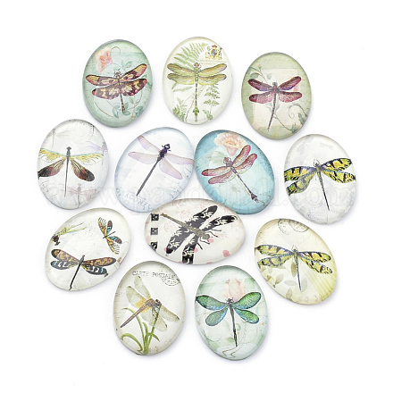 Flatback Glass Cabochons&nbsp;X-GGLA-S034-25x18-007-1