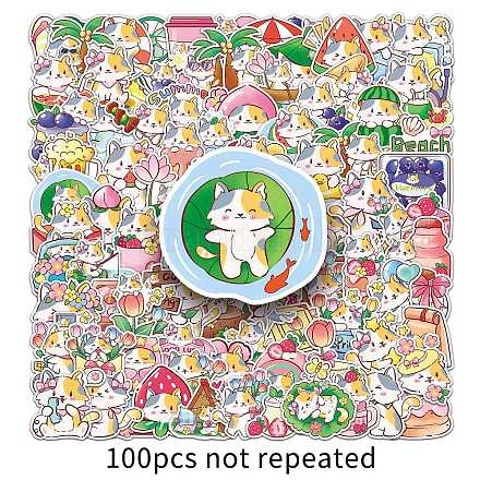 100Pcs Cat PET Stickers PW-WG73224-01-1