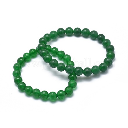 Natural Malaysia Jade(Dyed) Bead Stretch Bracelets&nbsp;BJEW-K212-C-013-1