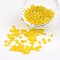 Transparent Rainbow Colours Round Glass Seed Beads, Yellow, 6/0, 4mm, Hole:1.5mm, about 495pcs/50g