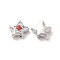 Brass Cubic Zirconia Beads, Cadmium Free & Nickel Free & Lead Free, Star, Platinum, Red, 7x8x4mm, Hole: 1mm