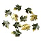 Acrylic Pendants, Leaf, Dark Green, 28~29x20~21x2~3mm, Hole: 1~1.4mm