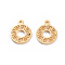 304 Stainless Steel Charms, Laser Cut, Flat Round, Golden, 12x10x1mm, Hole: 1.2mm