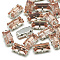 Sew on Rhinestone, Multi-strand Links, Glass Rhinestone, with Brass Prong Settings, Garments Accessories, Faceted, Rectangle, Platinum, Vintage Rose, 10.5x5.5x4mm, Hole: 1mm