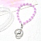 Acrylic Beads Keychain, with Alloy Clasp, Heart, Orchid, 17cm