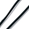 Round Plastic Tube Cords, Covered with Silk Ribbon, Black, 450~480x3~3.5mm