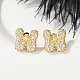 Brass Micro Pave Cubic Zirconia Stud Earrings&nbsp;EJEW-Z091-04G-W-5