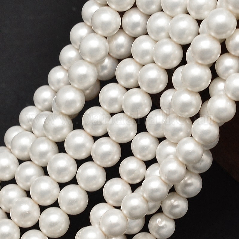 Shell Pearl Round Wholesale Round Shell Pearl Matte Surface Bead Strands - Pandahall.com