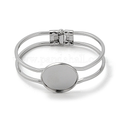 Rack Plating Brass Bangle Making, Blank Bangle Base, Long-Lasting Plated, Lead Free & Cadmium Free, Flat Round, Platinum, Inner Diameter: 2-3/8 inch(6.15cm), Tray: 25mm