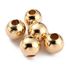 Brass Spacer Beads, Cadmium Free & Lead Free, Long-Lasting Plated, Round, Real 24K Gold Plated, 3.5mm, Hole: 1.4mm