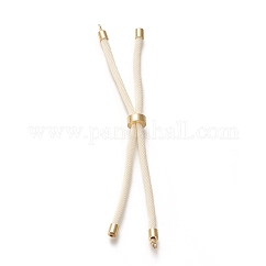 Nylon Twisted Cord Bracelet Making, Slider Bracelet Making, with Brass Findings, Golden, Moccasin, 8.66~9.06 inch(22~23cm), Hole: 2.8mm, Single Chain Length: about 4.33~4.53 inch(11~11.5cm)