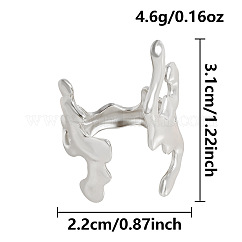 304 Stainless Steel Open Cuff Rings, Coral, Stainless Steel Color, 31mm, US Size 12 3/4(22mm)