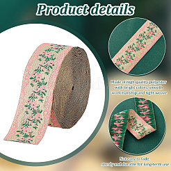 10 Yards Flat Ethnic Style Polyester Embroidery Flower Ribbon&nbsp;OCOR-WH0078-124