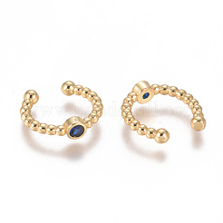 Golden Plated Brass Micro Pave Cubic Zirconia Cuff Earrings&nbsp;EJEW-L244-05A