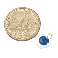 Natural Freshwater Shell Blue Evil Eye Charms&nbsp;PALLOY-JF04548-02