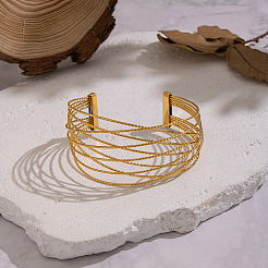 Minimalist 304 Stainless Steel Multi-Strand Twisted Cuff Bangles&nbsp;SR5020