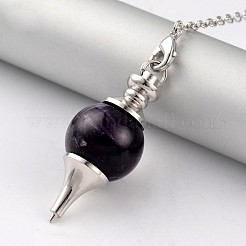 Natural Amethyst Sphere Dowsing Pendulums&nbsp;X-BJEW-E292-A07