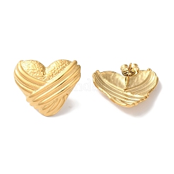 Stripe Heart Ion Plating(IP) 304 Stainless Steel Stud Earrings for Women&nbsp;EJEW-L287-028G