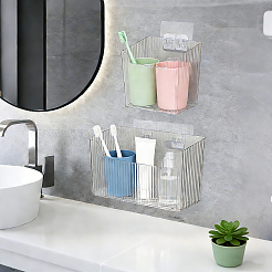 8 Sets 2 Styles Plastic Bathroom Storage Box with Sticker&nbsp;AJEW-TW0001-20