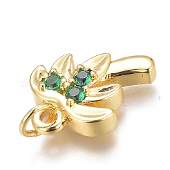 Brass Micro Pave Green Cubic Zirconia Charms&nbsp;X-ZIRC-O035-14G