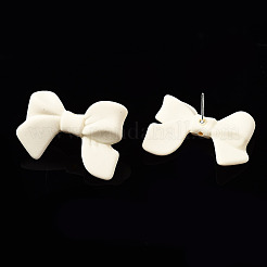 Spray Painted CCB Plastic Bowknot Stud Earring Findings&nbsp;CCB-Q091-07G