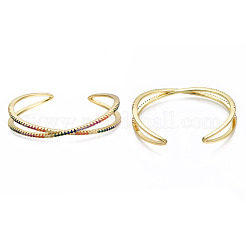 Colorful Cubic Zirconia Criss Cross Cuff Bangle&nbsp;BJEW-N014-003LG-NF