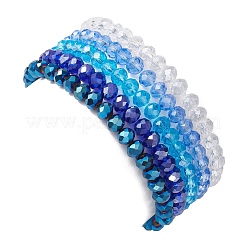 5Pcs Glass & Brass & Acrylic Beaded Stretch Bracelets Set&nbsp;BJEW-JB09677-01