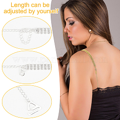 2 Pairs 2 Colors 2 Row Rhinestone Chain Non-slip Bra Straps&nbsp;FIND-GO0002-49