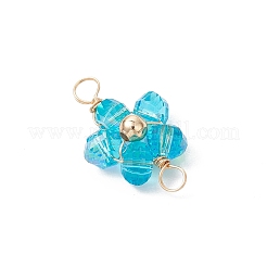 Transparent Electroplate Glass Beaded Flower Links Connector Charms&nbsp;PALLOY-JF04170