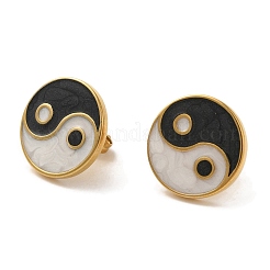Ion Plating(IP) 304 Stainless Steel Yin Yang Stud Earrings&nbsp;EJEW-C114-09G