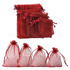 30Pcs 4 Styles Rectangle Organza Bags Jewellery Storage Pouches Wedding Favour Party Mesh Drawstring Gift&nbsp;OP-FS0001-01A