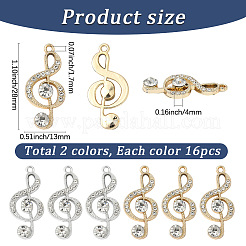 32Pcs 2 Colors Alloy Crystal Rhinestone Pendants&nbsp;FIND-SC0019-30