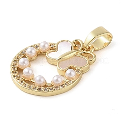 Brass Micro Pave Clear Cubic Zirconia Pendants&nbsp;KK-Q813-10G