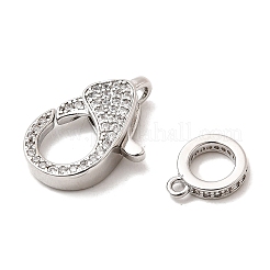 Brass Clear Cubic Zirconia Lobster Claw Clasps&nbsp;X-KK-Z078-50P