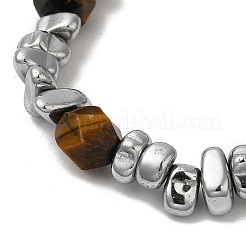Natural Tiger Eye & Stainless Steel Nugget Beaded Bracelets&nbsp;WG37350-01