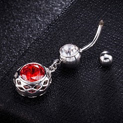 Brass Cubic Zirconia Navel Ring&nbsp;AJEW-EE0004-40A-P