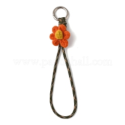 6Pcs 6 Colors Woolen Yarn Flower & Polyester Cord Pendants Decorations&nbsp;HJEW-JM04340