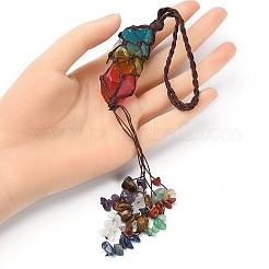 Natural 7 Chakra Stones Chips Tassel Curtain Tiebacks&nbsp;MAKN-YWC0001-04