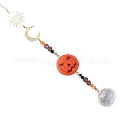 Pumpkin Synthetic Turquoise & Brass Sun Moon Suncatcher&nbsp;GL-HJEW-JM05005